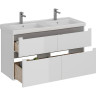 Тумба LEMARK BUNO 125 см под 2 раковины, подвесная/напольная, 4 ящика, белый глянец LM04B125T